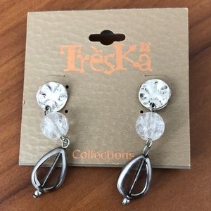 Treska Silver Tone & Clear Glass Post Earrings